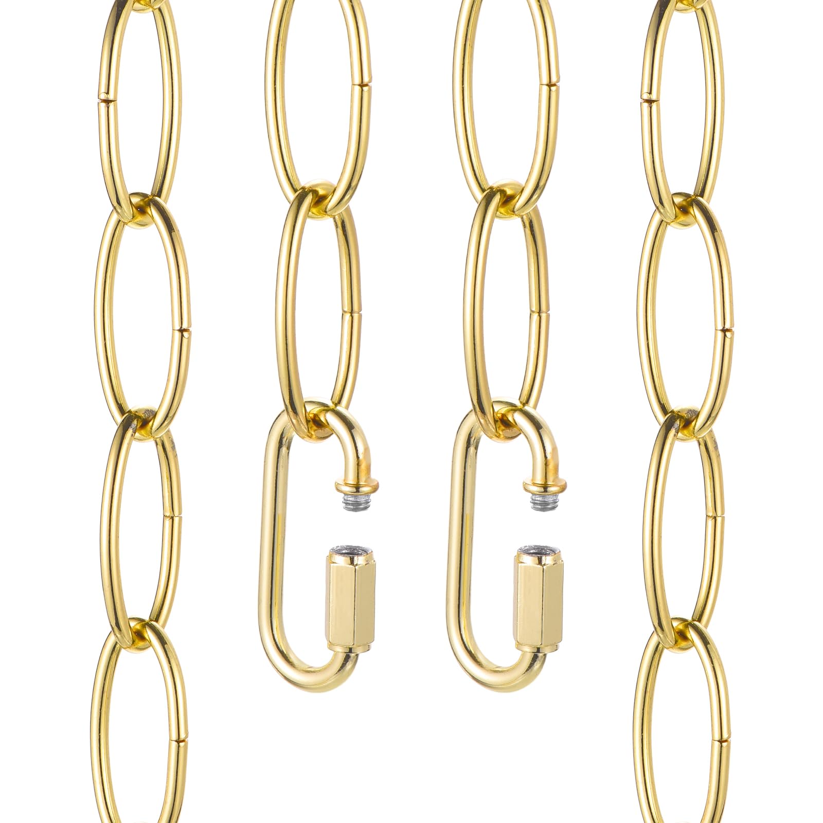 sourcing map 3ft Lighting Hanging Chain, 2.8mm/0.11" Looping Metal Pendant Chandelier Chain Extension with 2 Quick Link Lock for Hanging Plant Pendant Chandelier Light Fixture, Light Golden — image 1