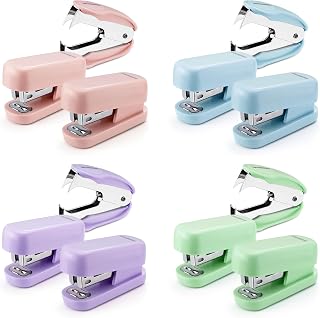 WORKPRO Mini Stapler with Staples, Pink, Blue, Green, Purple Stapler Set Includes Small Staplers, Staple Removers, Standard Staples - Cute Staplers for Desk with Non-Slip Base, Lock Design