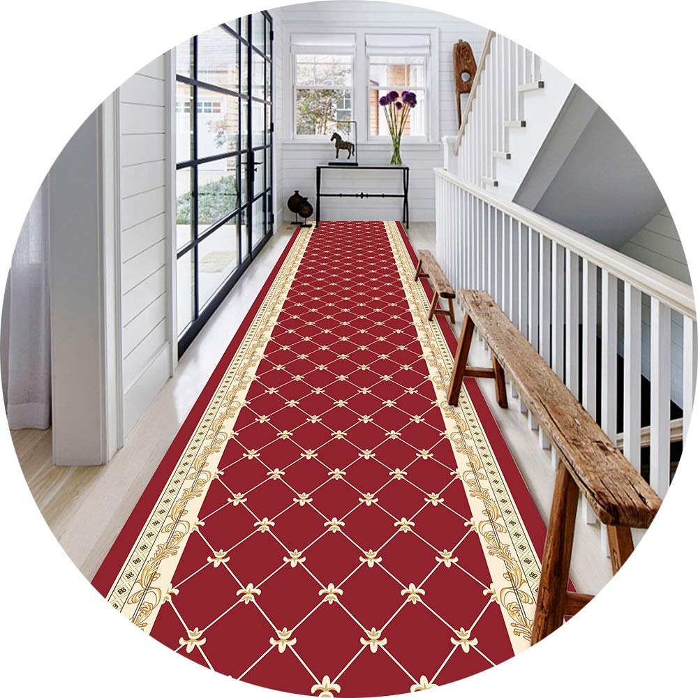 Tapis de passage couloir rouge lavable et absorbant sur mesure