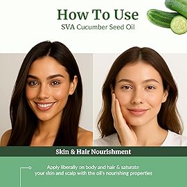 SVA Cucumber Seed Oil - 4 Fl Oz - 100% Natural Cold Pressed Cucumber Oil - for Face, Skin Care, Hair Care, Scalp Massage & Body Massage - Carrier Oil with Dropper