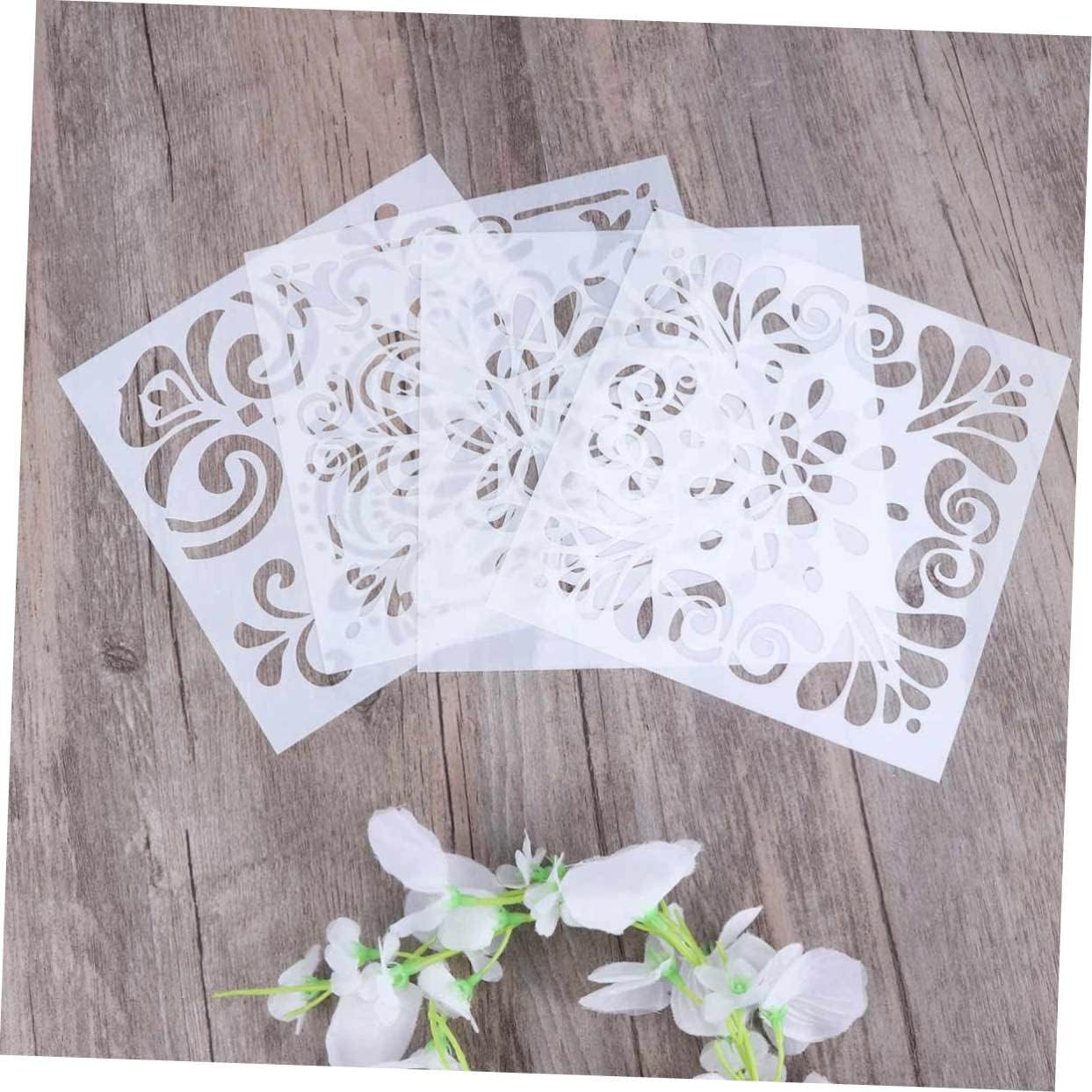 Unomor Printing Powdered Sugar Sieve 4pcs Cake Decor Mould Totem Spray Templates Reusable Stencils Painting Board
