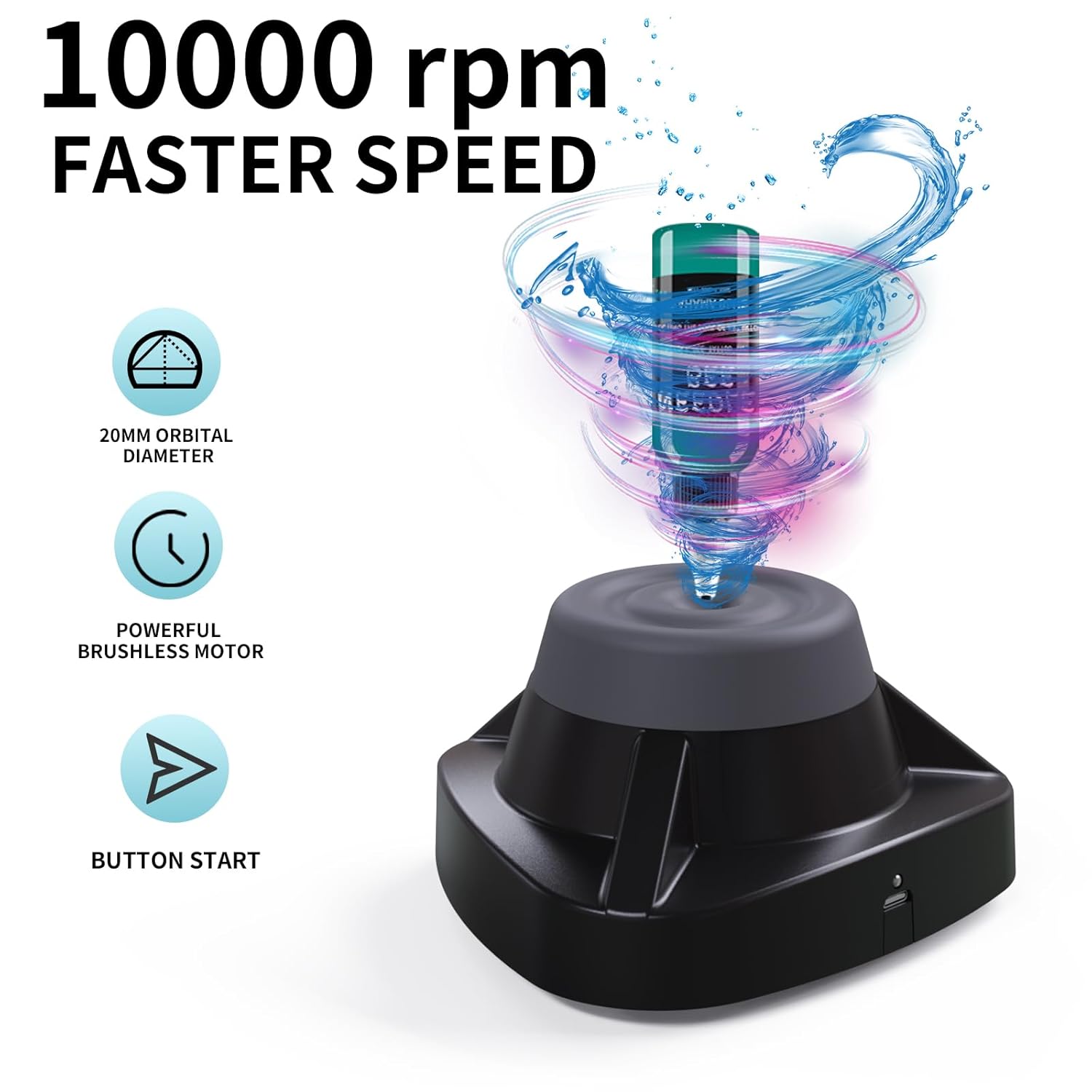 Mini Vortex Mixer 10000 RPM, Compact Portable Lab Vortex Shaker with Non-Slip Base, One-Touch Operation Tattoo Ink Paint Mixer for Tattoo Ink, Lab Reagents, Nail Polish, Eyelash Adhesive