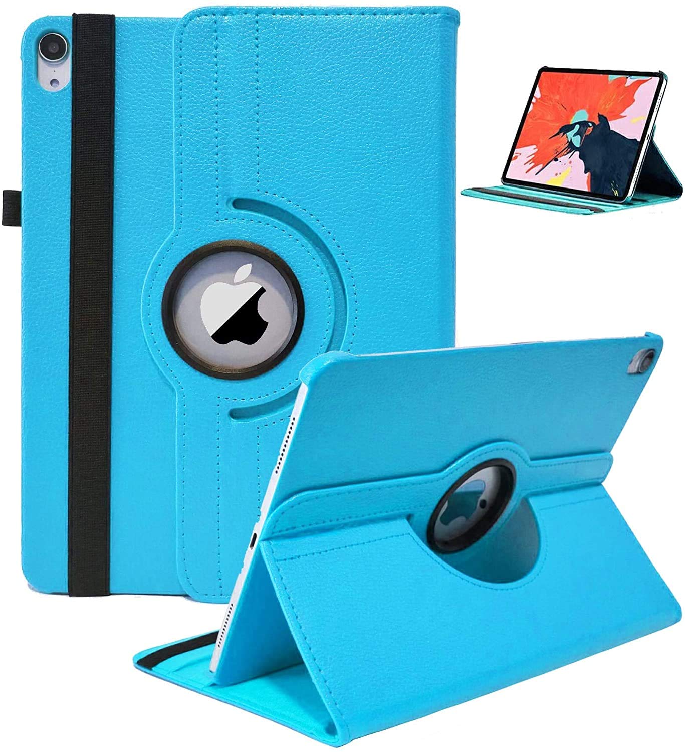 Caseous 360 Degree Rotating Leather Case Cover Stand for Apple iPad Air 4 10.9 inch (4th Generation) 2020 Model (Sky Blue)