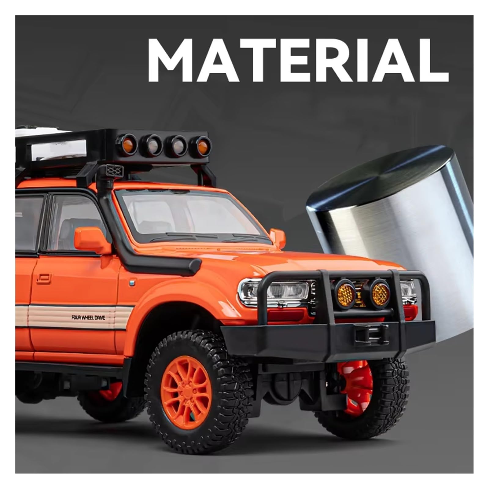 1:24 Dla LC80 SUV model odlewu ciśnieniowego ze stopu model pojazdu terenowego zbierać wyświetlacz Zabawka Ornament obecny (żółty, z pudełkiem)