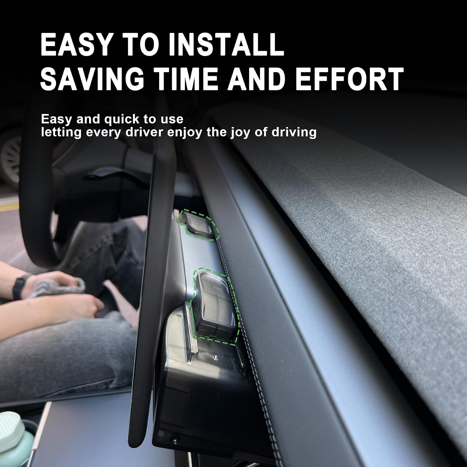 zorik Under Screen Storage Organizer for Tesla Model Y Juniper (2025-2026) & Model 3 Highland (2024-2026), Hidden Minimalist Dashboard Tray, Stable Snap-on Installation, Interior Accessories Black