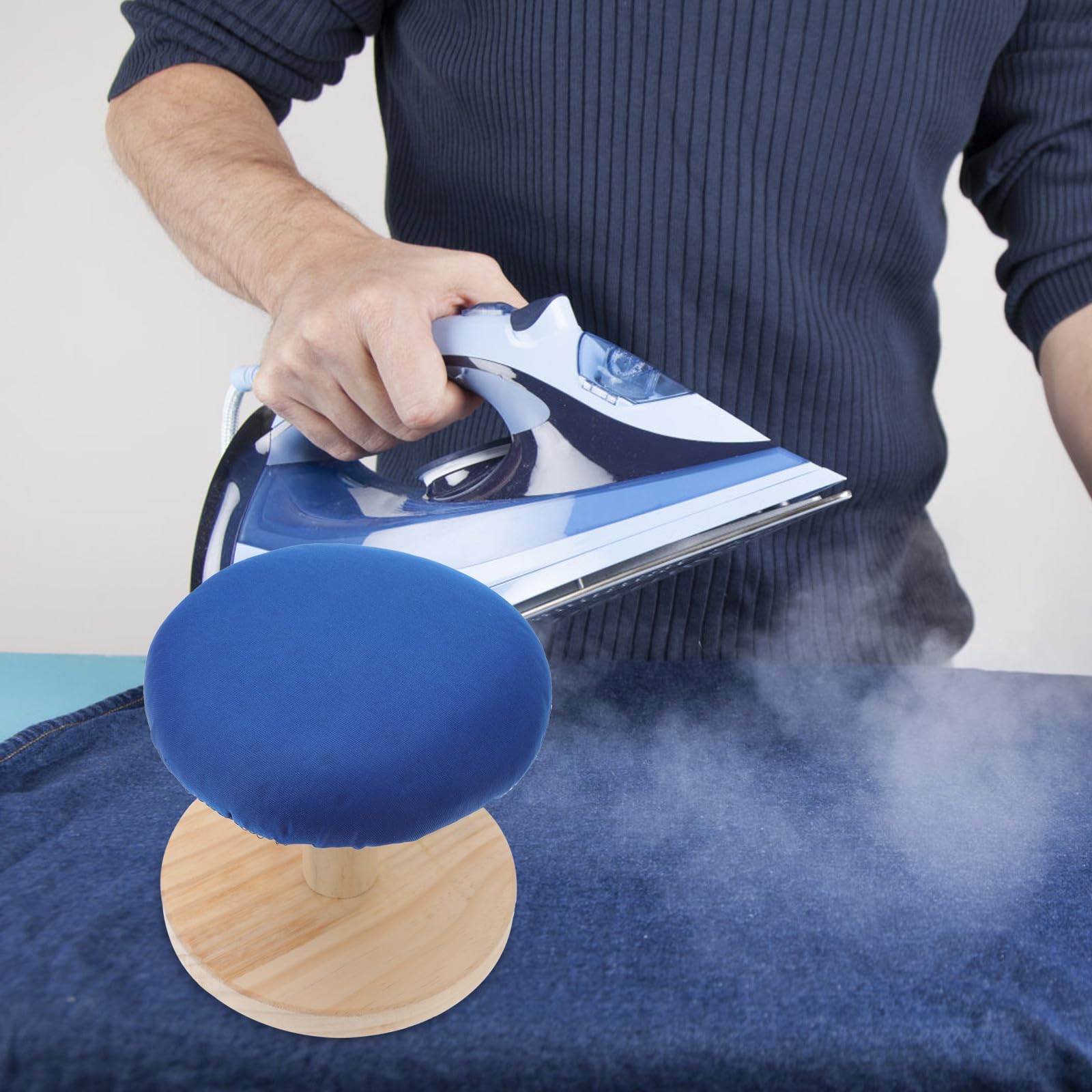 Amosfun Asse da Stiro Tavolo Piccolo Cuscino Imbottito e Sgabello per Stiratura Professionale, per Uso Domestico