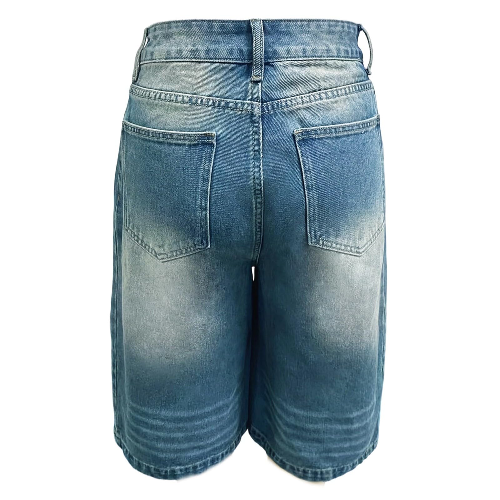 Générique Shorts Femme d'Été Shorts Femme d'Été Short en Jean Droit -Cuisse, Coupe décontractée d'été, Taille Haute, Confortable et Extensible (Blue, XL)