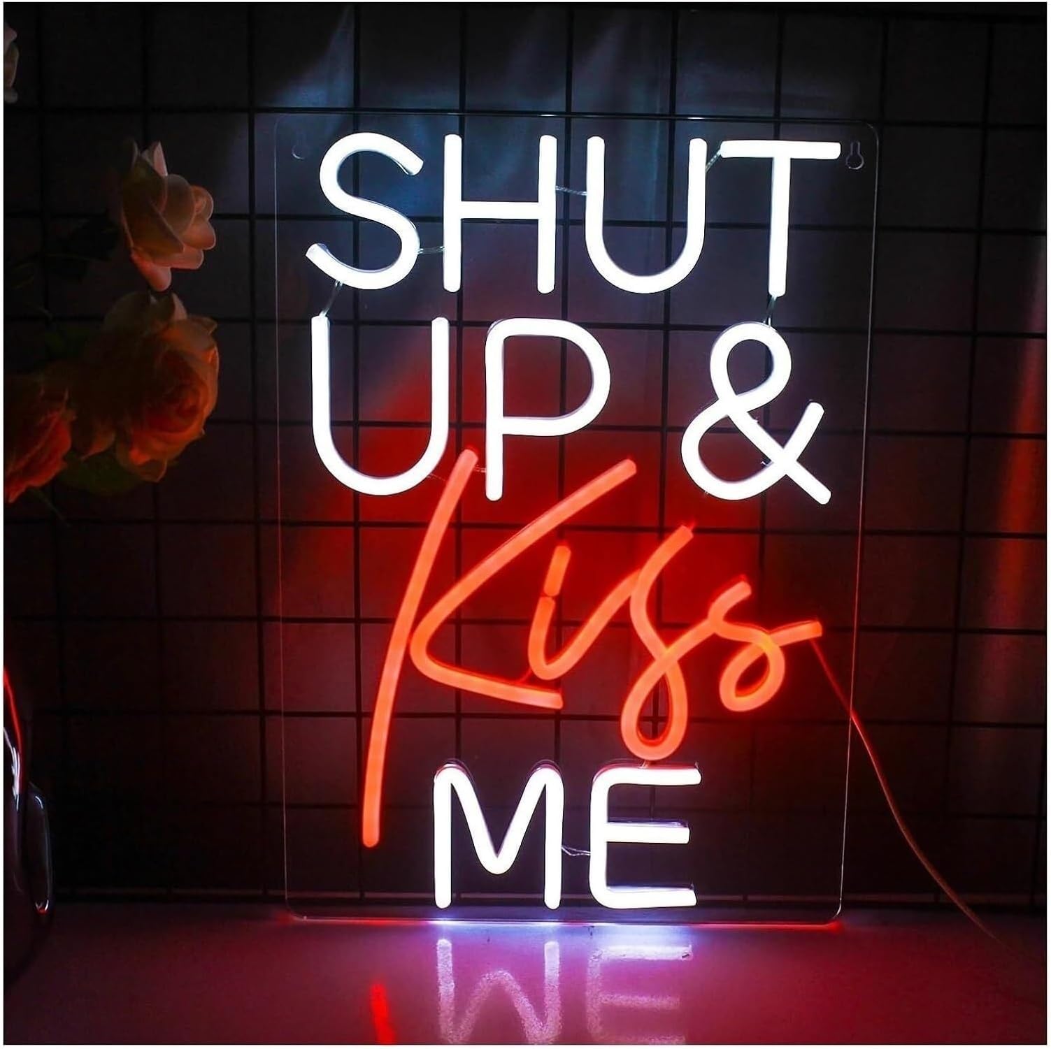 For neon lights for wall decor Light Decoration Shut Up Kiss Me for neon Lights Letters LED Wall Sign Bar Bedroom Girl's Room Dormitory