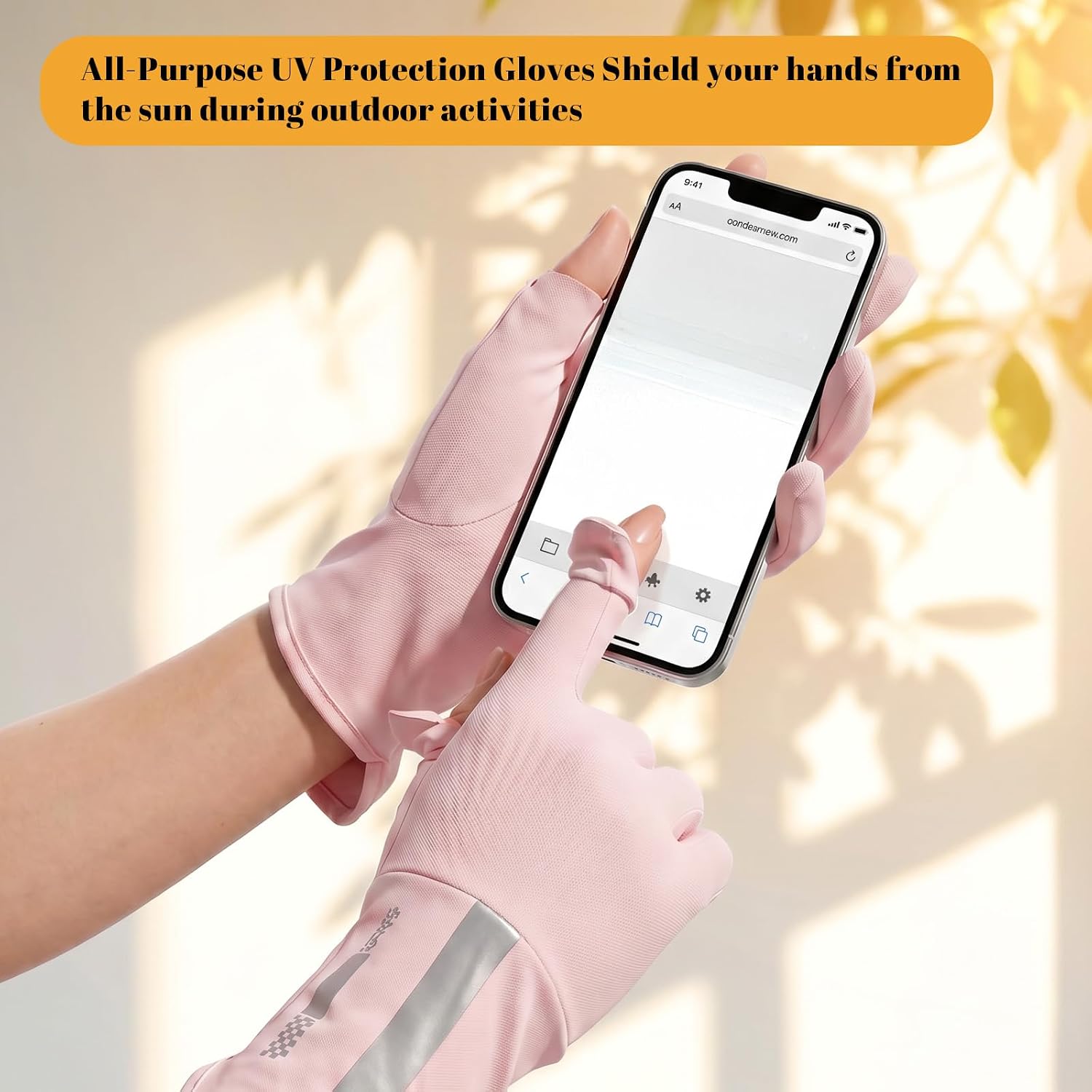 2 Pairs UV Protection Gloves for Women Man, Full Finger Sun Driving Gloves Cooling Touchscreen Glove for Summer Outdoor Cycling Hiking Silicone Grip Pink and Gray