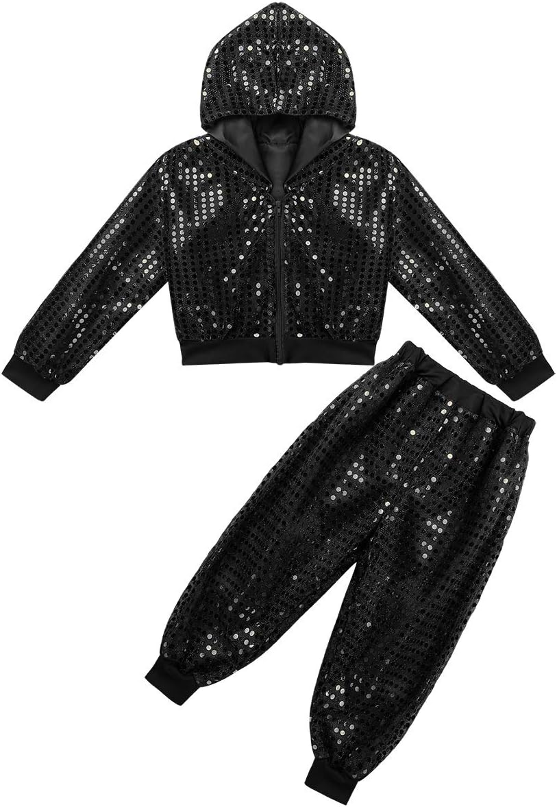 Ranrann Unisexe Enfant Tenue Métallique Ensemble Danse Moderne Jazz Hip Hop Costume Disco Survêtement 516 Ans P 14756
