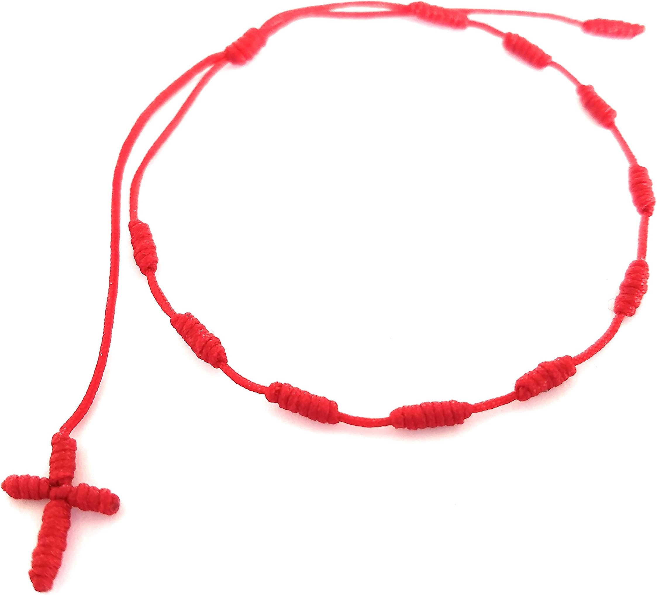Lucky Charms USA Red String Knotted Bracelet with Cross