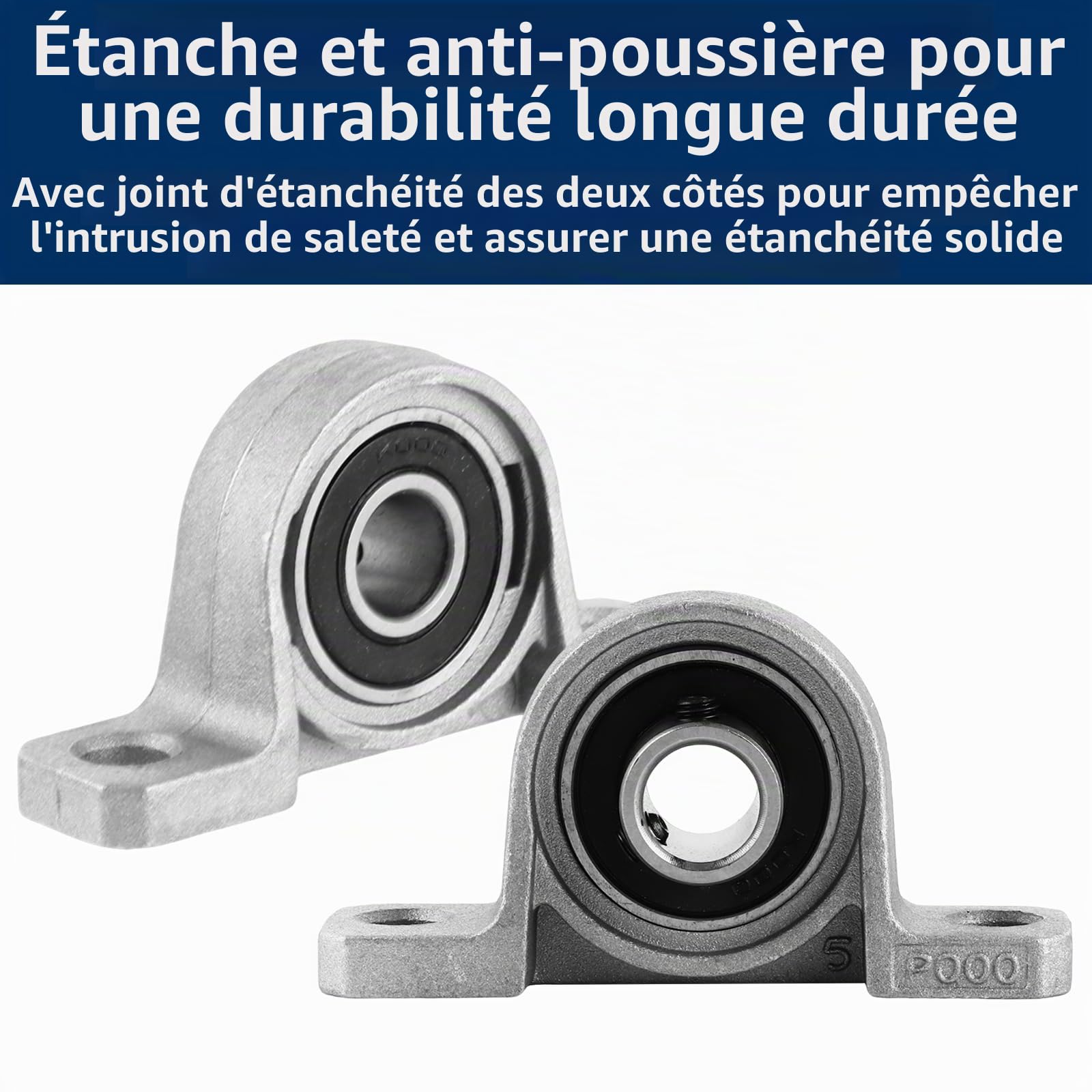 MIVIDE 10 Pcs Palier Roulement 10mm en Alliage de Aluminium, Roulement de Bloc d'Oreiller, Paliers à Semelle, KP000 Palier de Roulement pour Imprimante 3d, Roue de Brouette, Machine à Rouler