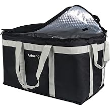 Food Delivery Insulated Bag, Insulated Cold Meal Bag, Built-in Base Plate, for Hot and Cold Food Takeout, Commercial Catering Transportation - 23 * 14 * 15 inches NO Partitioned, Black