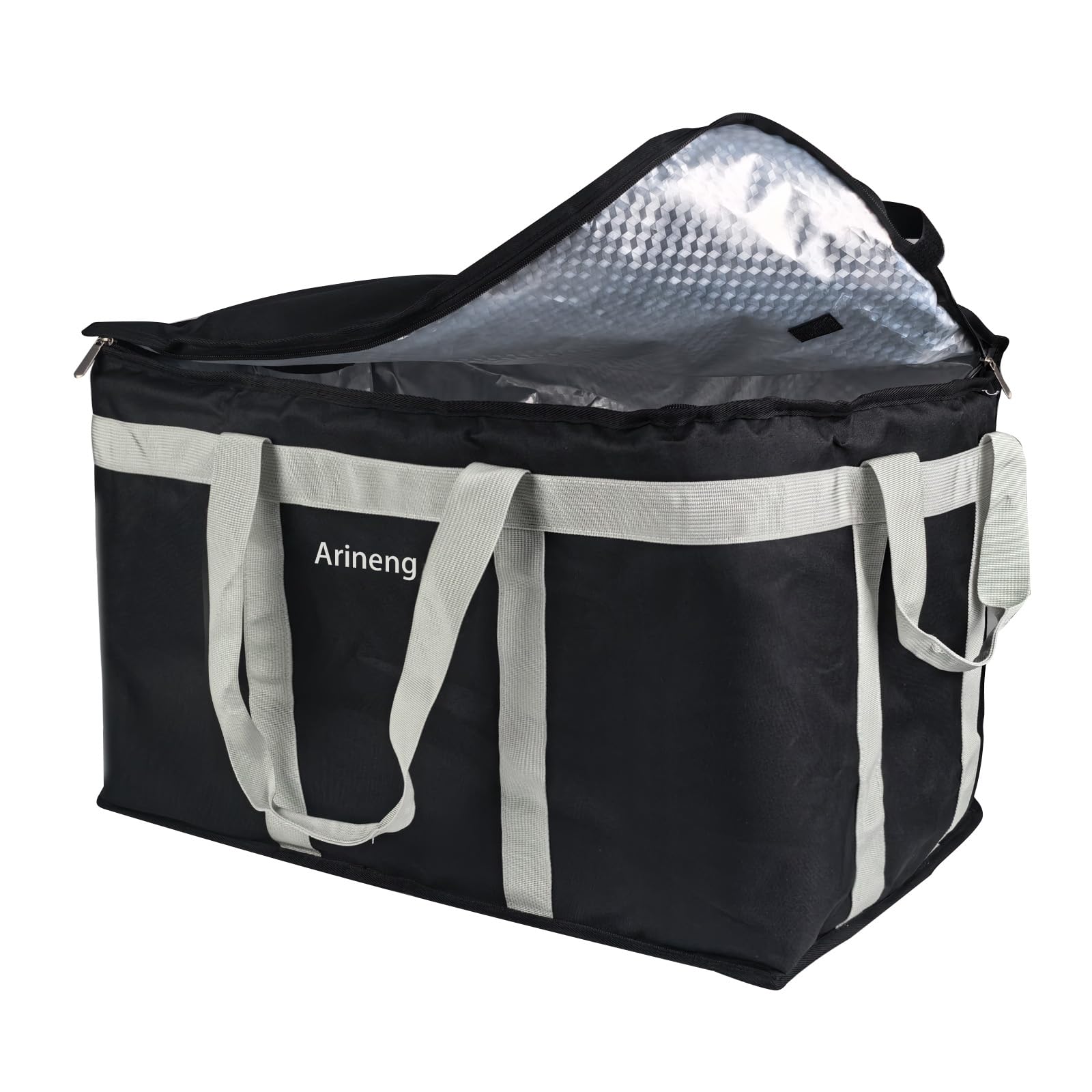 Food Delivery Isolierte Tasche, isolierte Tasche für kalte Mahlzeiten, integrierte Bodenplatte, auslaufsicher, für heiße und kalte Speisen, kommerzielle Gastronomie, Transport – 58,4 x 35,6 x