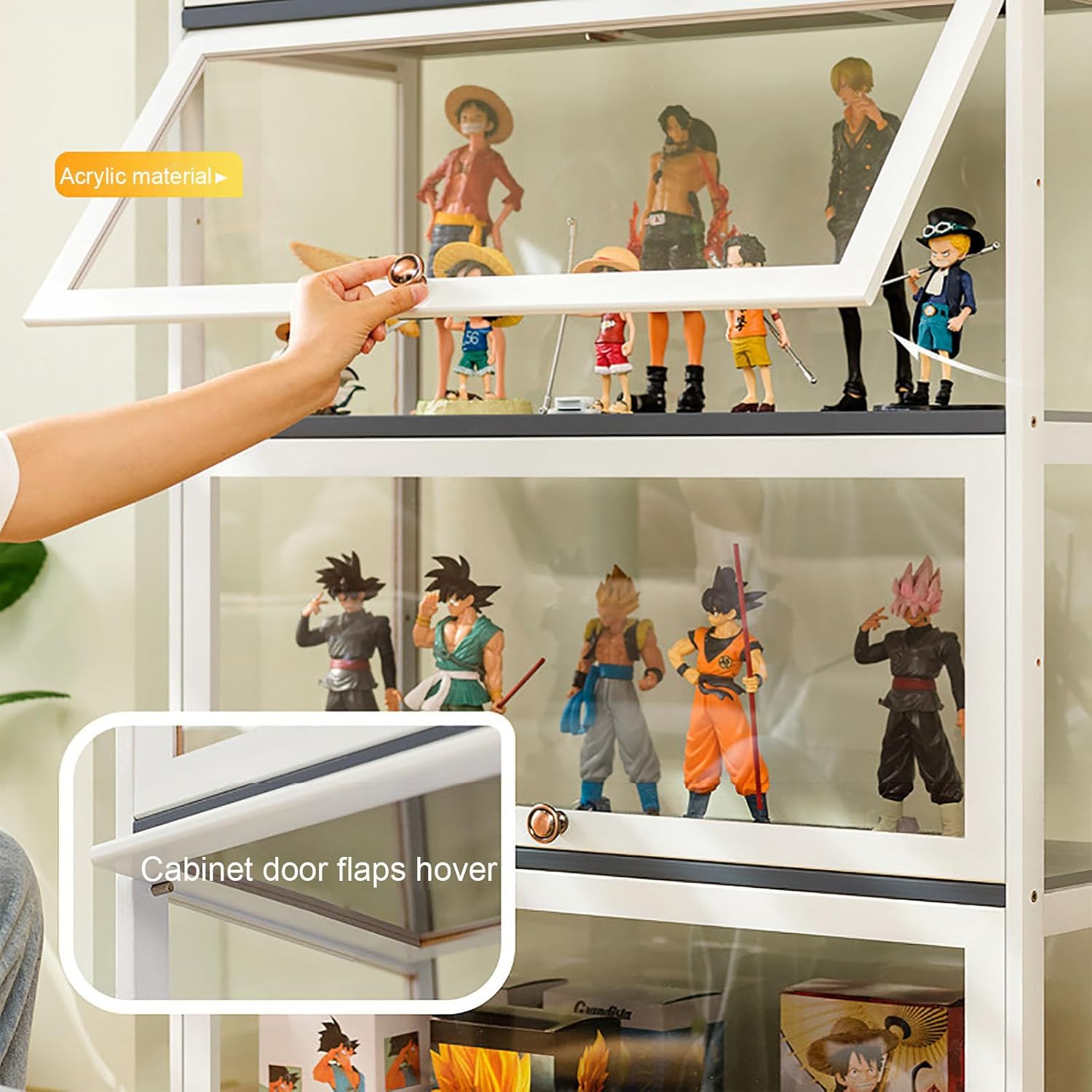 Display Cabinet Toys Display Shelf，Curio Display Cabinet, Glass Display Cabinet, Collectibles Display Cabinet, Storage Cabinets and Bookcase for Playroom, Sealed Dustproof, for Bedroom/Livin