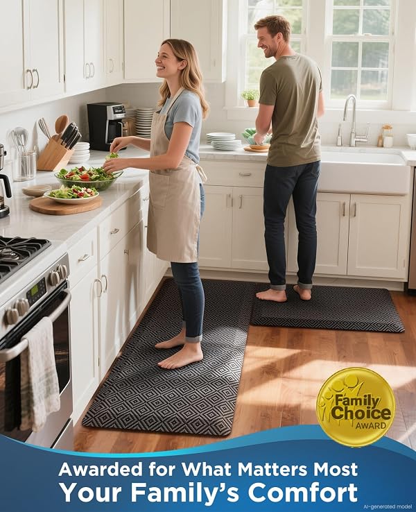 Ophanie Kitchen Mats for Floor, 3/4 inch Thick, 20x32 Anti Fatigue Cushioned Mat, Kitchen Rugs, Waterproof, Comfort Ergonomic Standing Mat for Office, Home, Sink, Black Non-Slip Ridged Bottom by Ophanie - Image 7