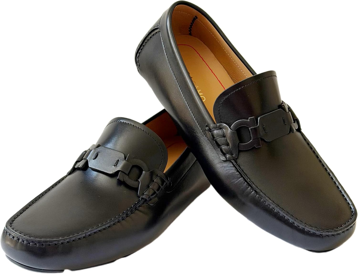 Ferragamo Byte black leather Gancini driver loafers for men