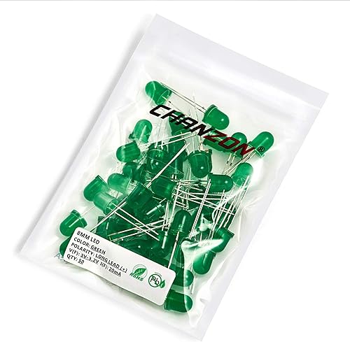 Miniatura 6 de Chanzon 50 unids 0.315 in diodo LED difundido verde luces (lente de color esmerilado redondo DC 3V 20mA) Iluminación bombillas lámparas electrónica