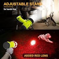 Vista 5 de YIERBLUE Rechargeable Spotlight Flashlight with 100,000 High Lumen LED, IP67 Waterproof Long Running Spot Light searchlight, Impact Resistant Red