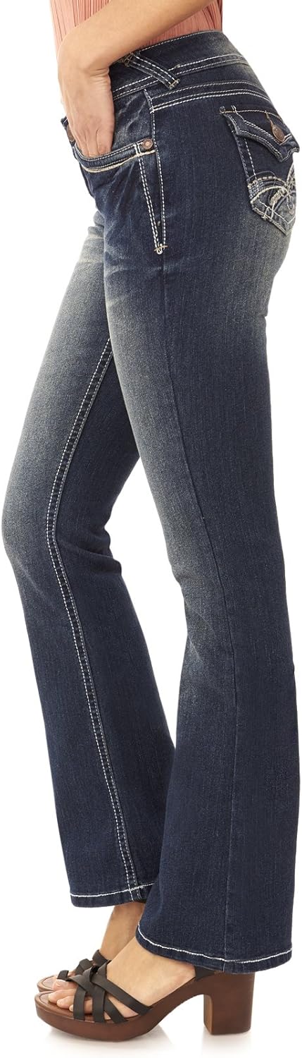 WallFlower Women’s Size Legendary Bootcut Mid-Rise Insta Stretch Juniors Jeans (Standard and Plus)