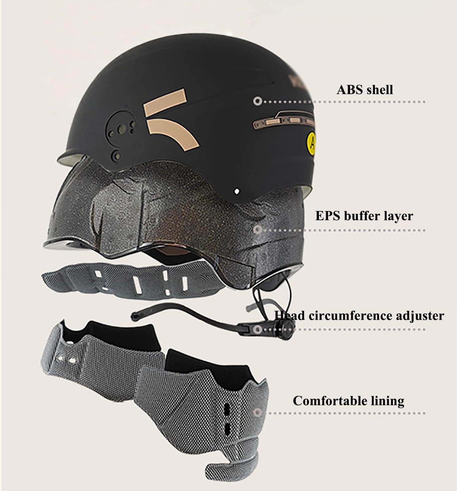 Kask półtwarzowy, skuter rowerowy kask cruiser dla dorosłych, mężczyzn i kobiet, regulowany kask motocyklowy do ATV i roweru elektrycznego, homologacja ECE