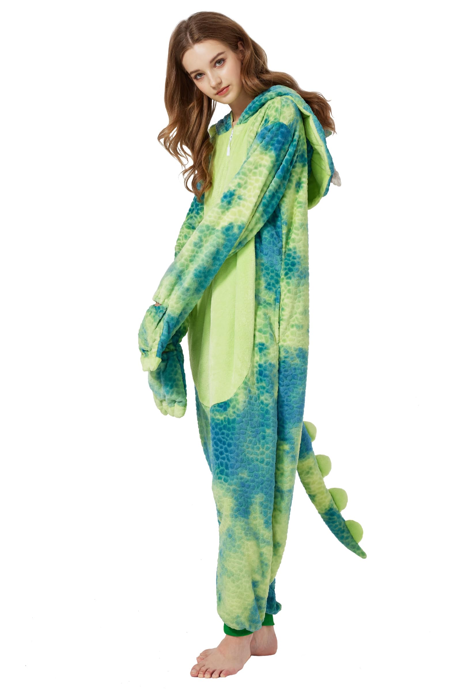 Loiahoer Unisex Erwachsene Triceratops Onesie Kostüm Pyjama Tie-dye Dinosaurier Karneval Halloween Cosplay Kostüm Neuheit Tier Weihnachten Schlafanzug Pyjama Set für Familie & Paare
