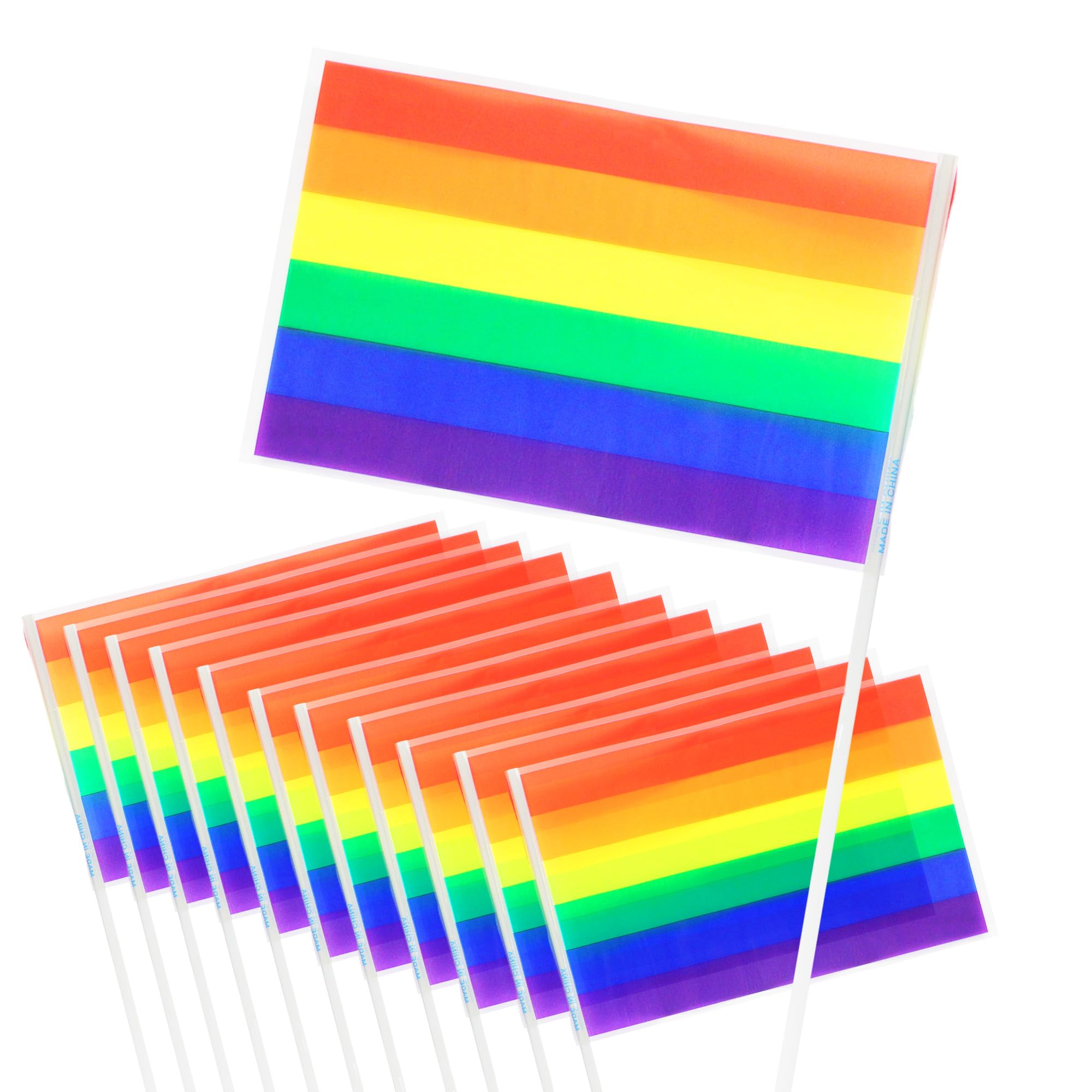 Windy City Novelties 12 Pack - Rainbow Pride 4"x6" Plastic Flags