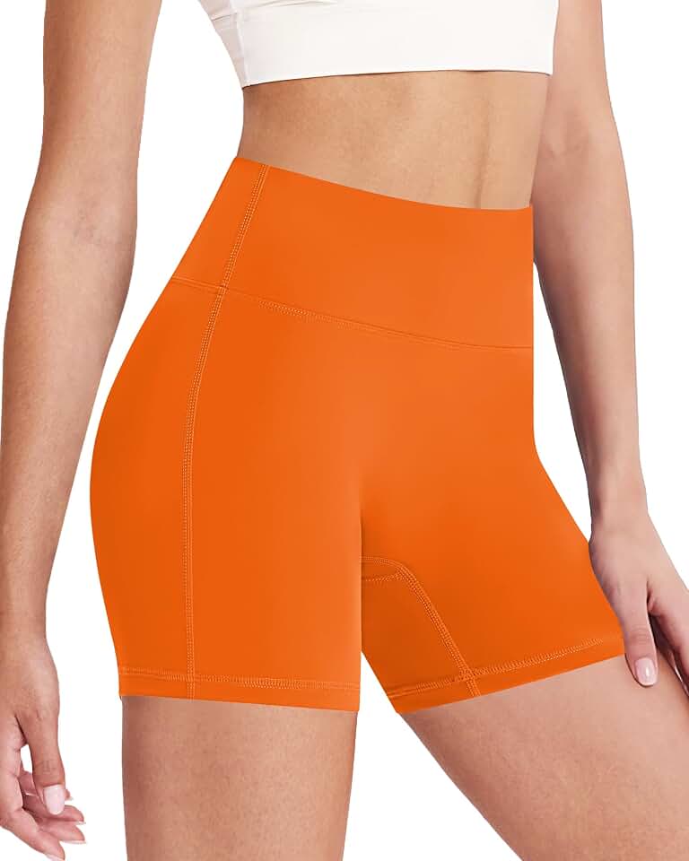 Moozava No Front Seam Women's Workout Biker Shorts 4'' High Waisted | Soft Stretch Thicker Fabric... product image