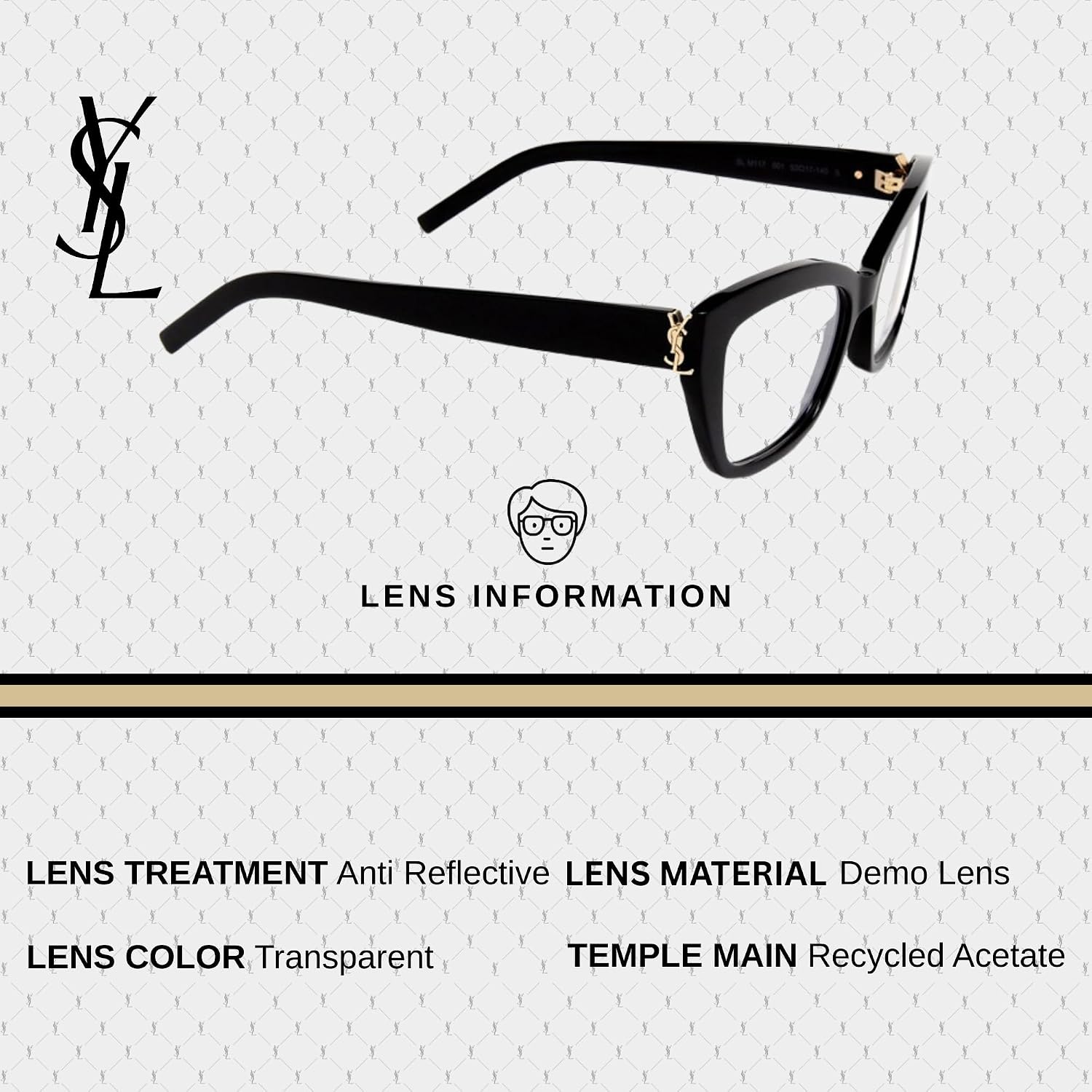 SAINT LAURENT SL M117 Black Monogram Soft Cat-Eye Shape Eyeglasses with Luxury Eyewear Kit Bundle - Embrace Sophistication and Elegance