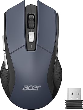 Acer Ratón Inalámbrico 4000 dpi, Wireless Mouse 2.4GHz con 5 Niveles de dpi Ajustables, Ratón sin Cables a Pilas, Ratón USB-A para Portátil, PC y Chromebook
