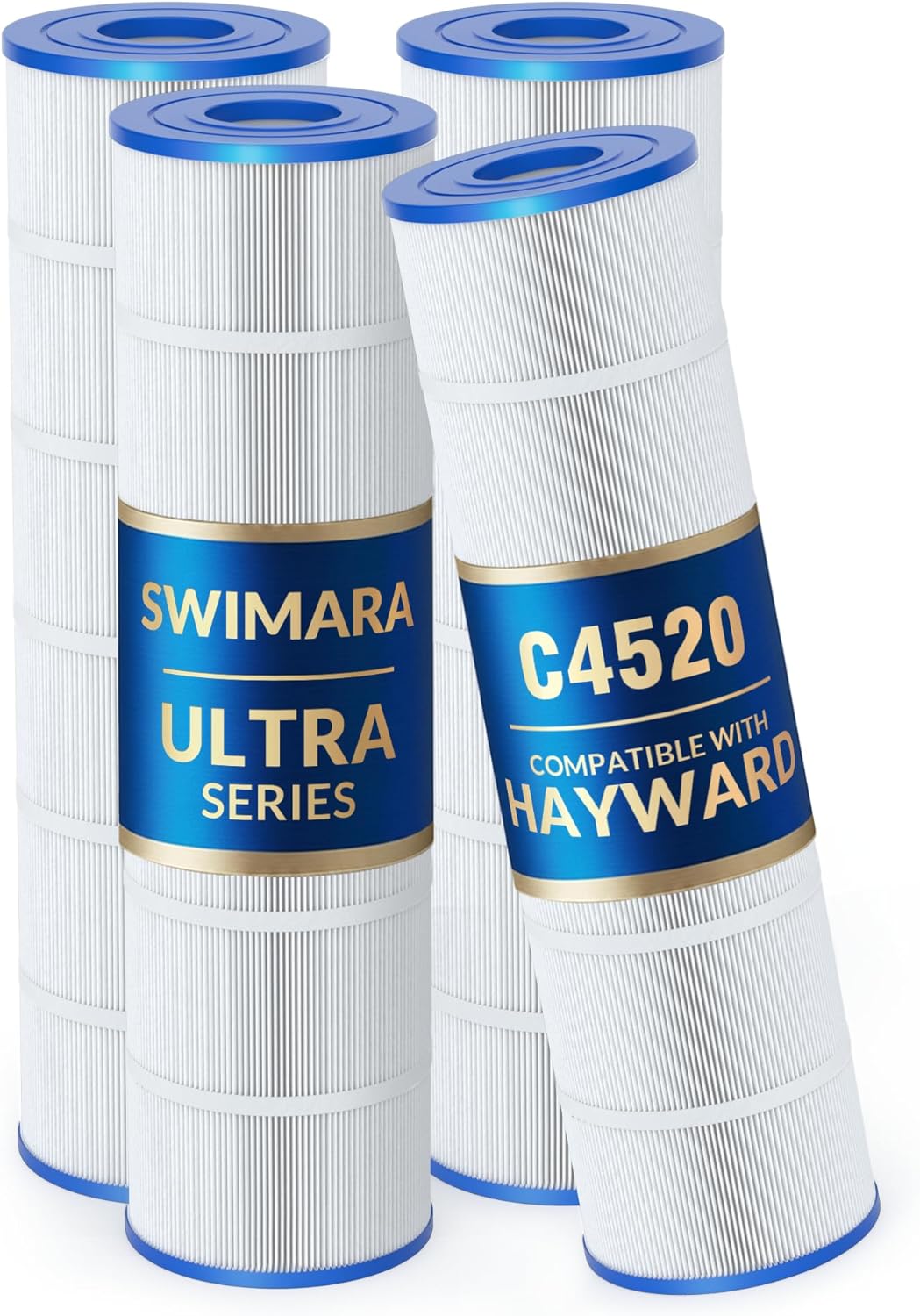 C4520 C4500 Pool Filter Cartridges, 5 oz+ Trilobal Fabric, Replacement for Hayward CX875RE, PA112, 448 Sq. Ft., 4-Pack, Ultra Series
