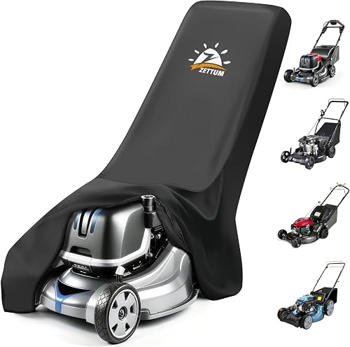 Push Lawn Mower Cover - 600D Lawnmower Covers Waterproof Heavy Duty, Outdoor Walk-Behind Mower Cover Universal with Storage Bag for EGO, Craftsman, Greenworks, Honda, Husqvarna and More