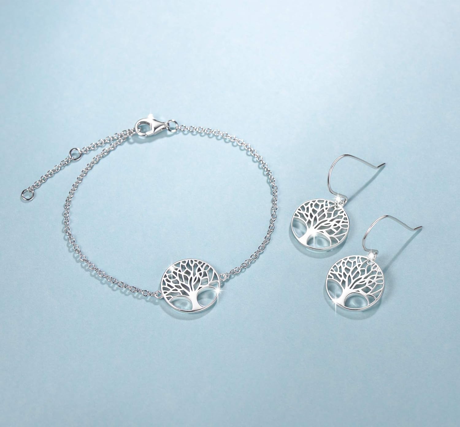 Agvana Sterling Silver Tree of Life Earrings for Women Family Tree Dangle Drop Earrings Anniversary Jewelry Birthday Gifts for Women Mom Lady Wife Lover Grandma Her, Diameter 0.6” - Image 4