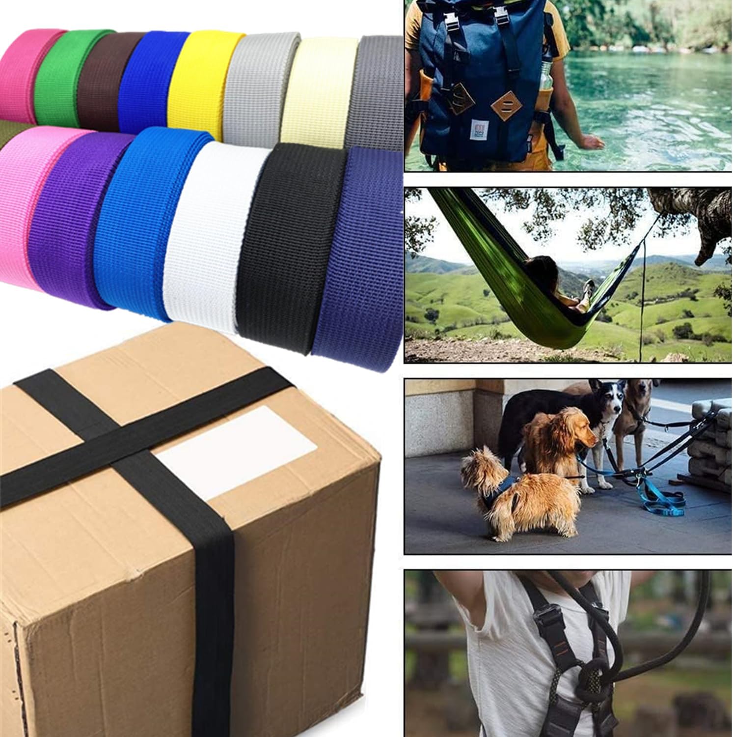 Polypropylene Webbing 2 inch, Lightweight Webbing Strap for Bags, Backpacks, Rucksack, Luggage, Cargo