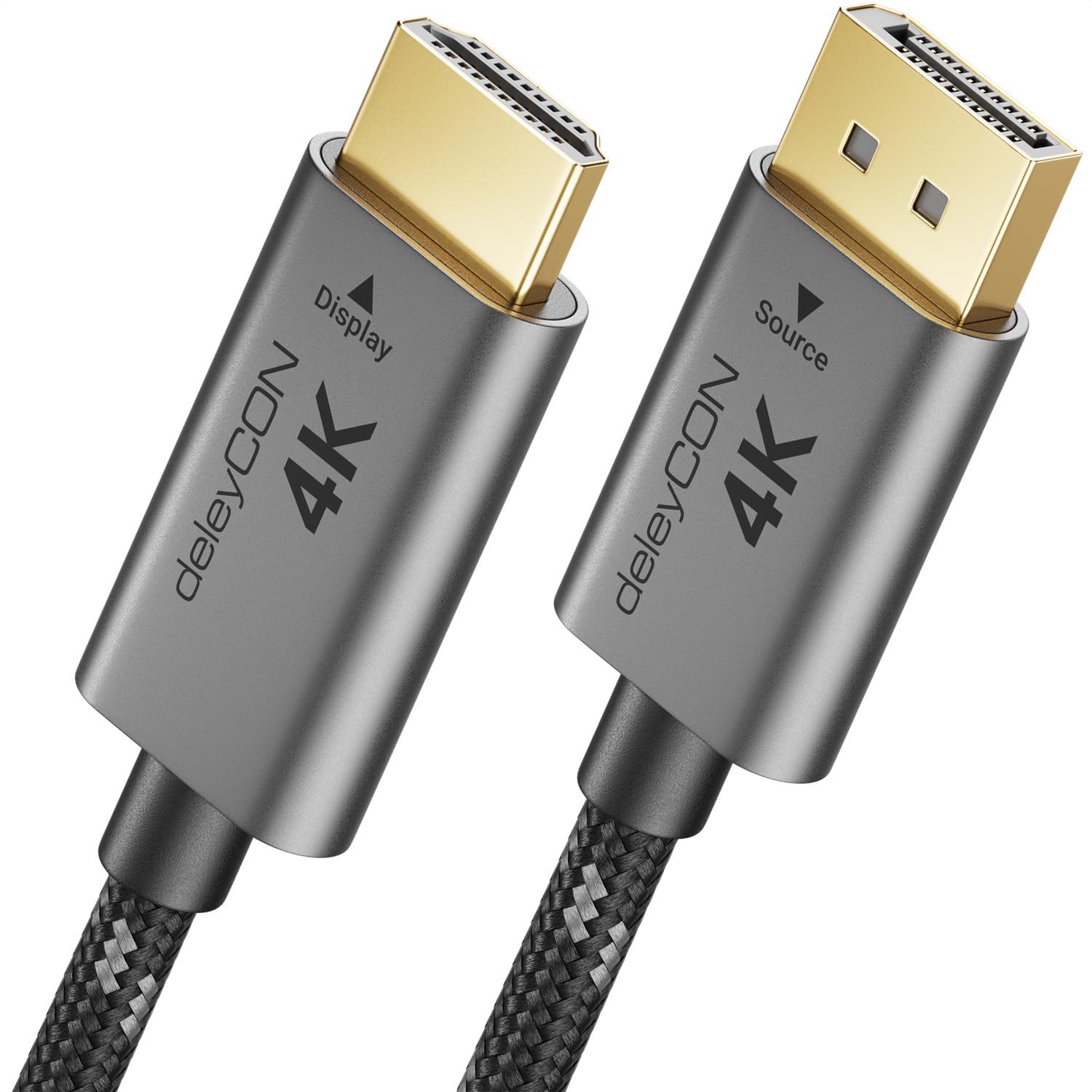 deleyCON 5m 4K Cavo DisplayPort a HDMI (per Monitor, TV, Proiettore) - 4K@60Hz - Unidirezionale DisplayPort a HDMI - Connettori Alluminio + Cavo Nylon - per Computer DP, PC, Scheda Grafica