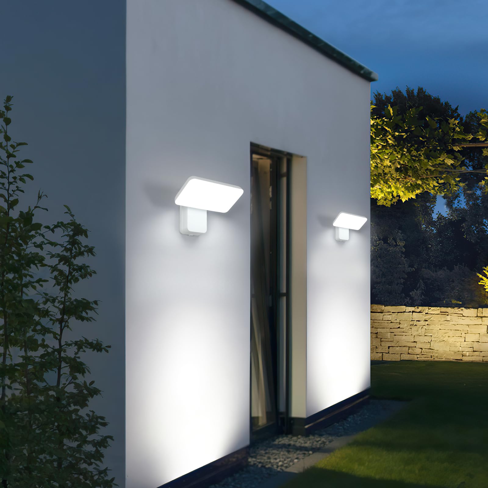 Comely Aplique Pared Exterior LED, 16W IP65 Resistente lampara Exterior Pared Agua 350° Giratoria Moderna Luces LED Exterior para Jardines, Terraza, Baño, Blanco, Luz Blanca Fría 6500K, Control Interr