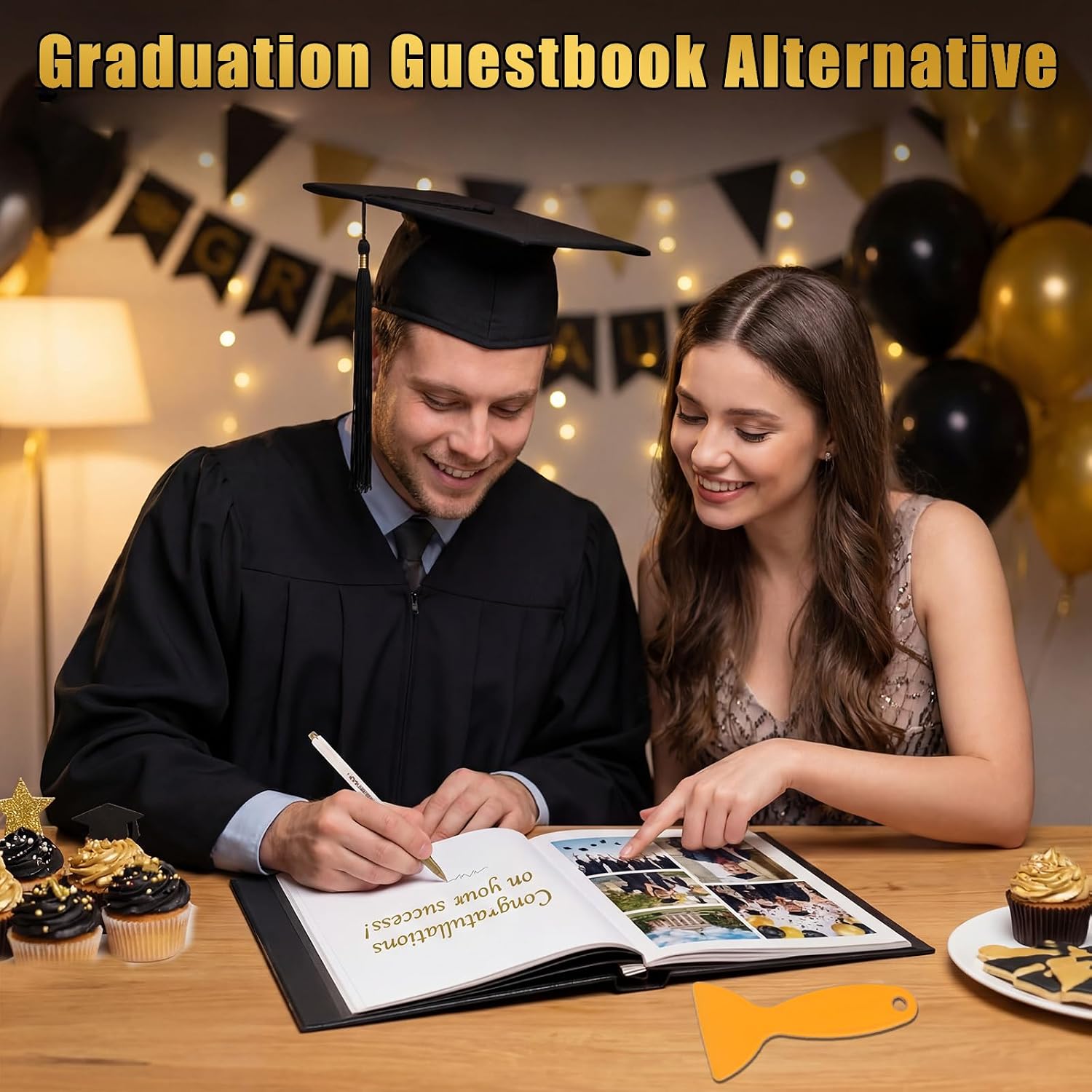 Pasimy Class of 2026 Graduation Album, Senior 2026 Self Adhesive Photo Scrapbook with Leather Cover, 40 Sticky Pages DIY Memory Book for 3x5 4x6 5x7 8x10 Pictures, Graduation Gift Keepsake