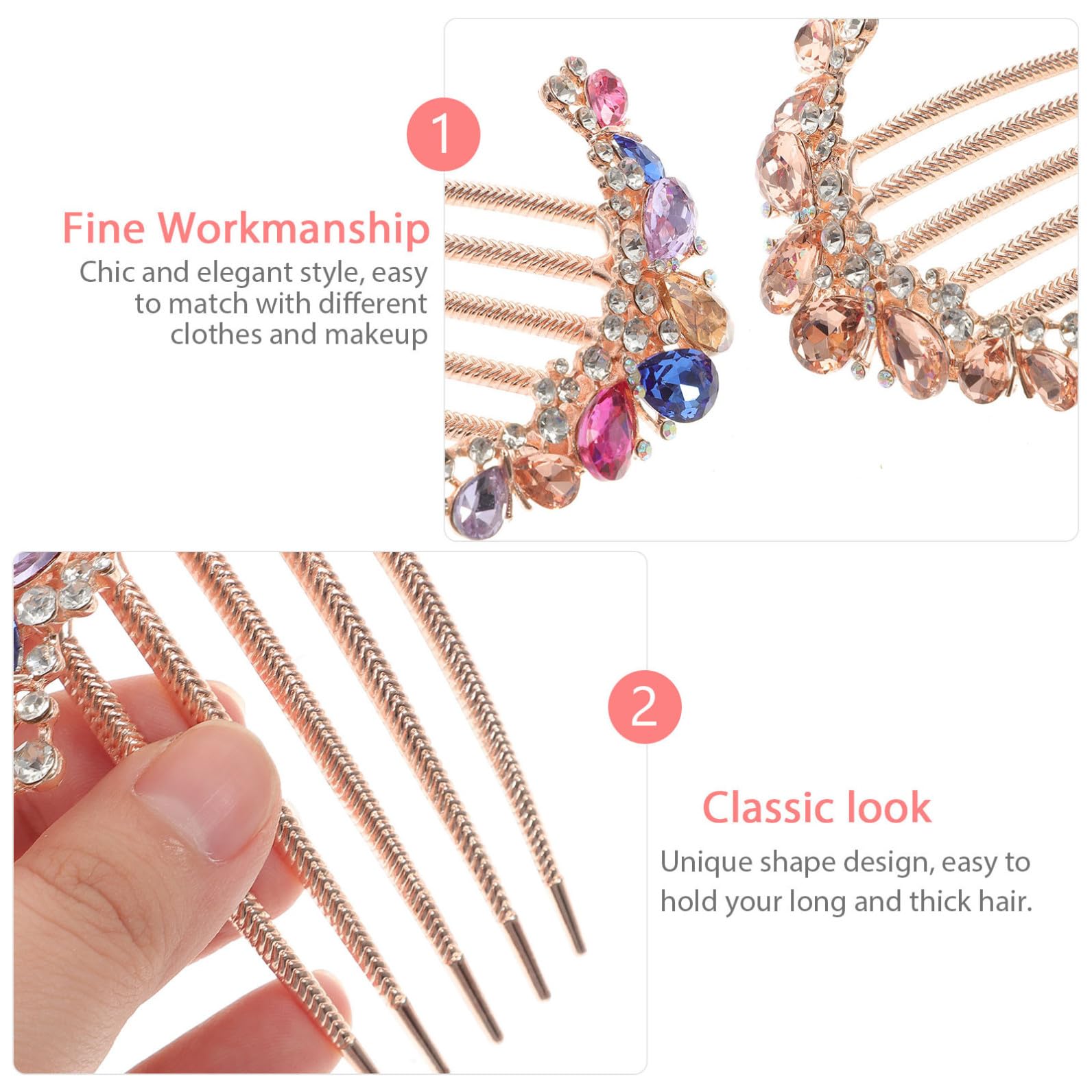 Healeved 12pièces Peigne à Cheveux Strass Accessoires Décoratifs Pour Femmes Peignes à Insérer Élégants Pour Occasions Spéciales Quotidien