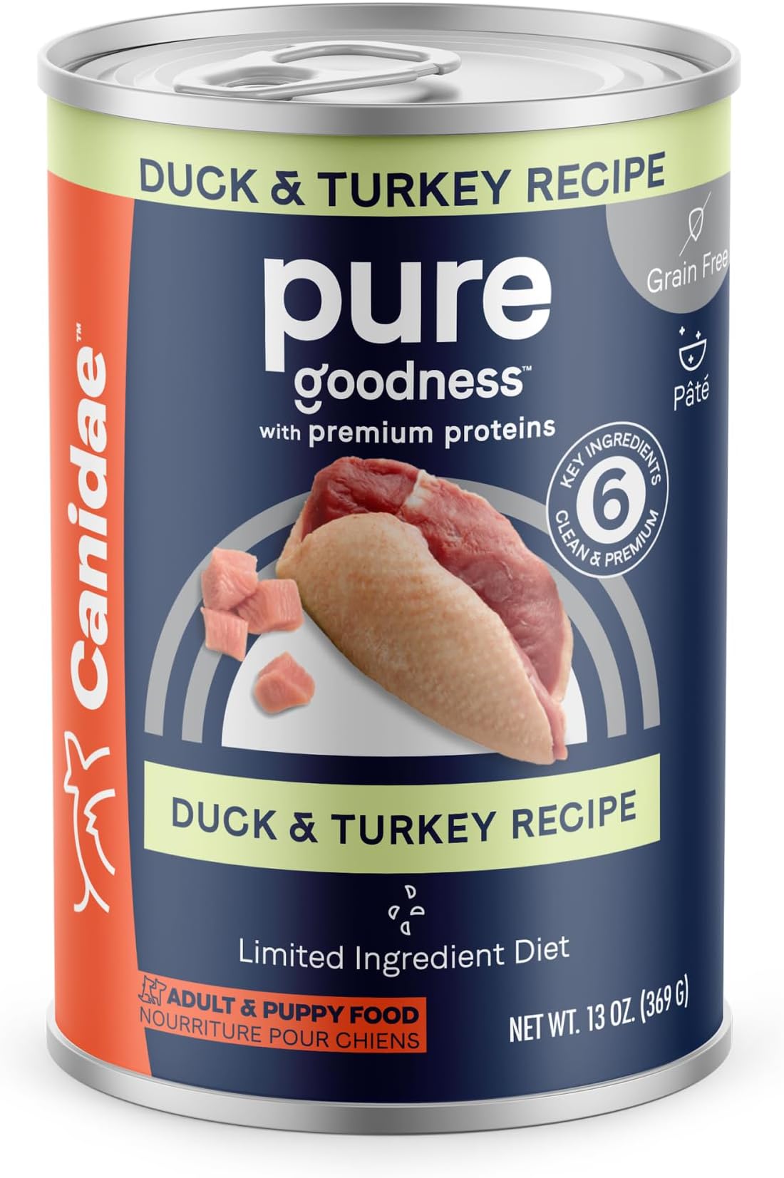 Pure Limited Ingredient Premium Adult Wet Dog Food, Duck & Turkey Recipe, 13 oz. (Case of 12), Grain Free