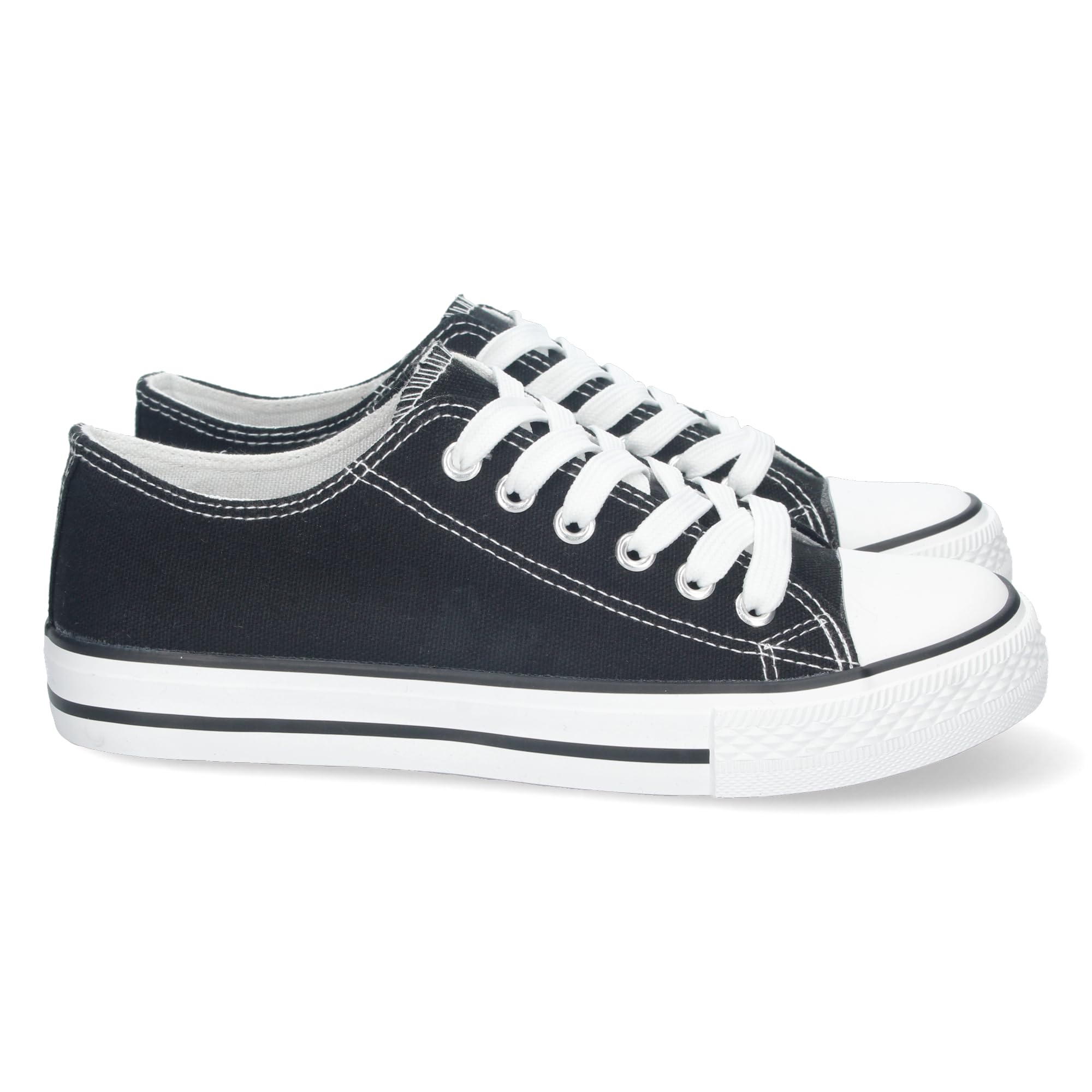 shoes&blues.es Zapatilla Plana de Mujer, Comoda, con Material de Lona, Estilo Bamba Casual, y Cierre de Cordones