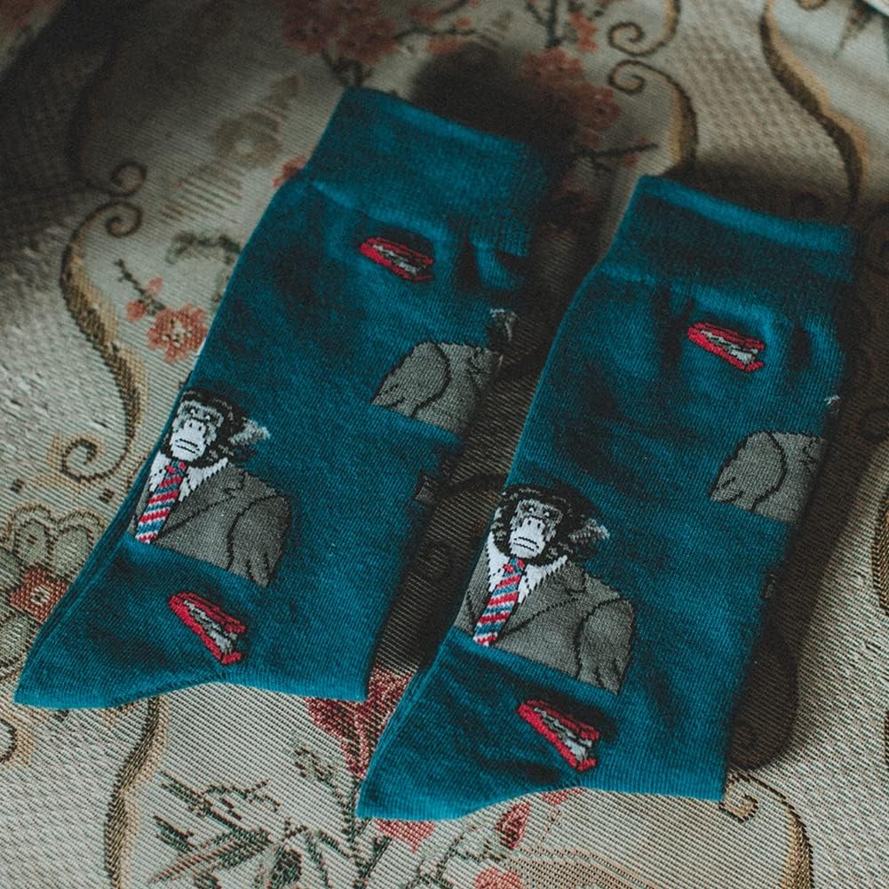 BISOUSOX Mens Dress Socks Funny Fun Colorful Crazy Funky Crew Socks for Men Novelty Happy Cotton Size 9-12 - Image 7
