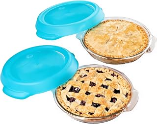 Libbey Baker’s Premium 2 Piece Glass Pie Plate, Stackable, Space Saving Casserole Dish Set with Lids, Glass Baking Dish Set for Fruit Pies, Quiches