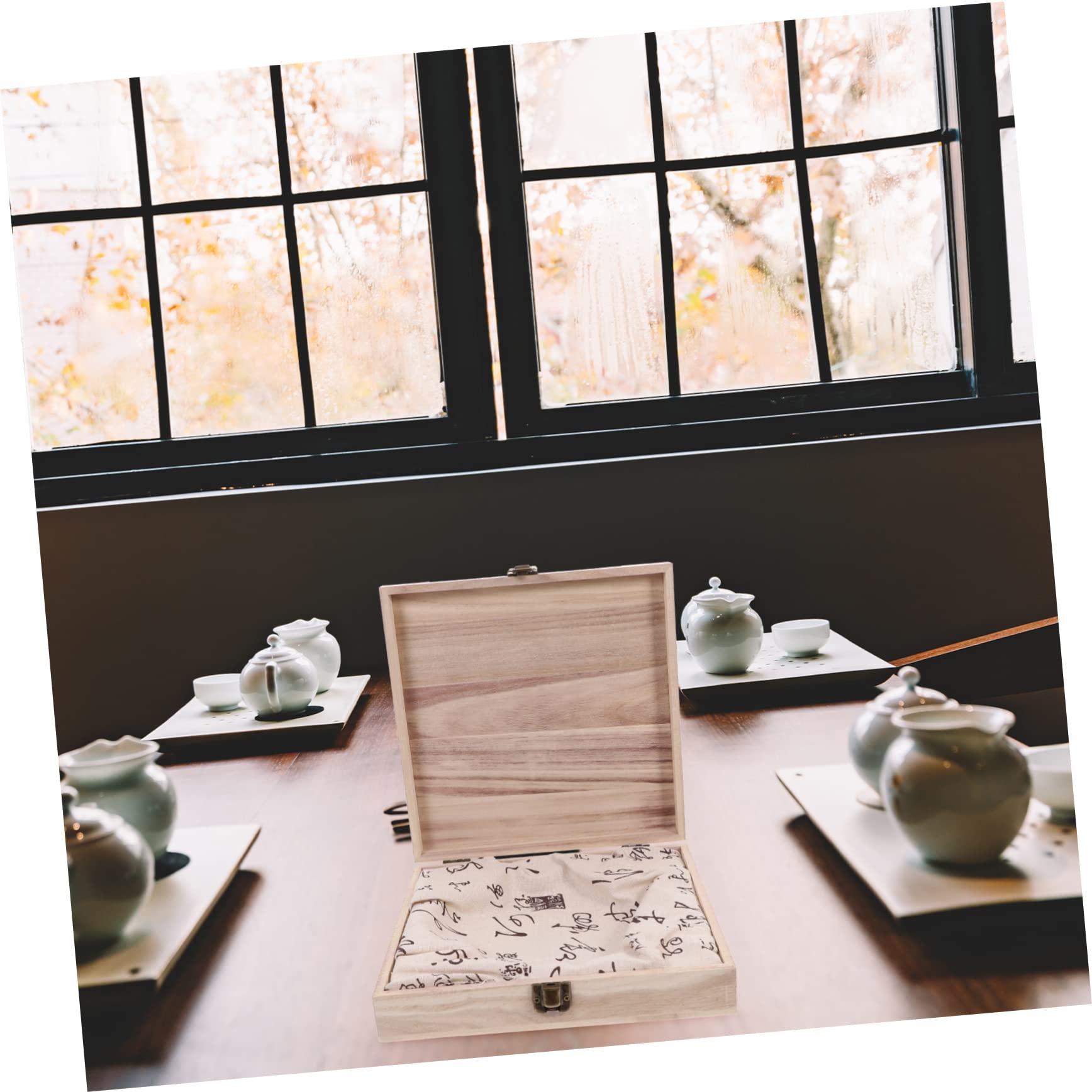 BRIGHTFUFU 1PC Tea Packing Box Sturdy Multi Function Tea Packaging Box with Flip Design Natural Solid Material Elegant for Lovers Beige