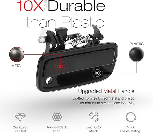 Miniatura 2 de Repuesto de manija exterior para puerta del pasajero delantero, metal mejorado, compatible con Toyota Tacoma 1995-2004, negro texturizado, OEM
