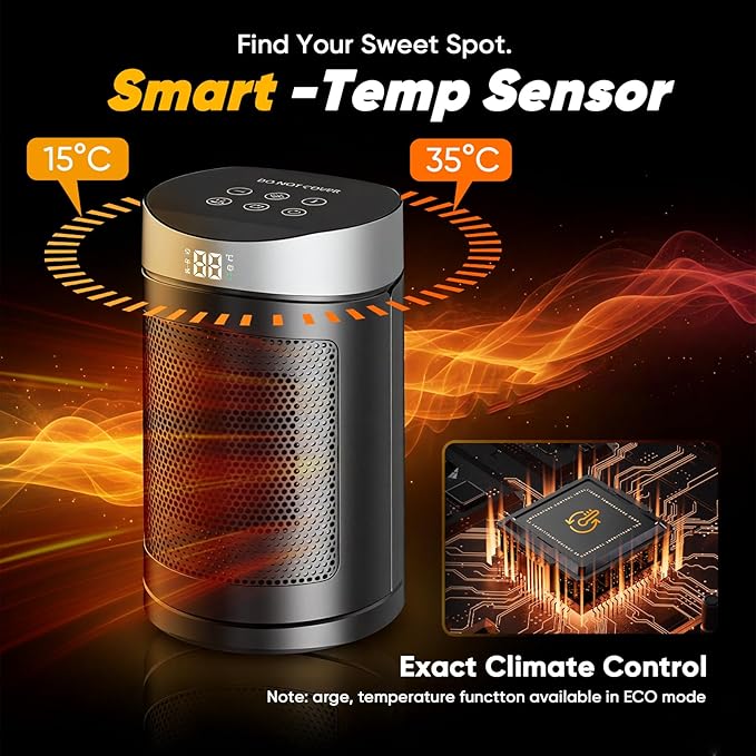 Calefactor Eléctrico Portátil Cerámico PTC 1500W con Termostato y Control Remoto miniatura 7