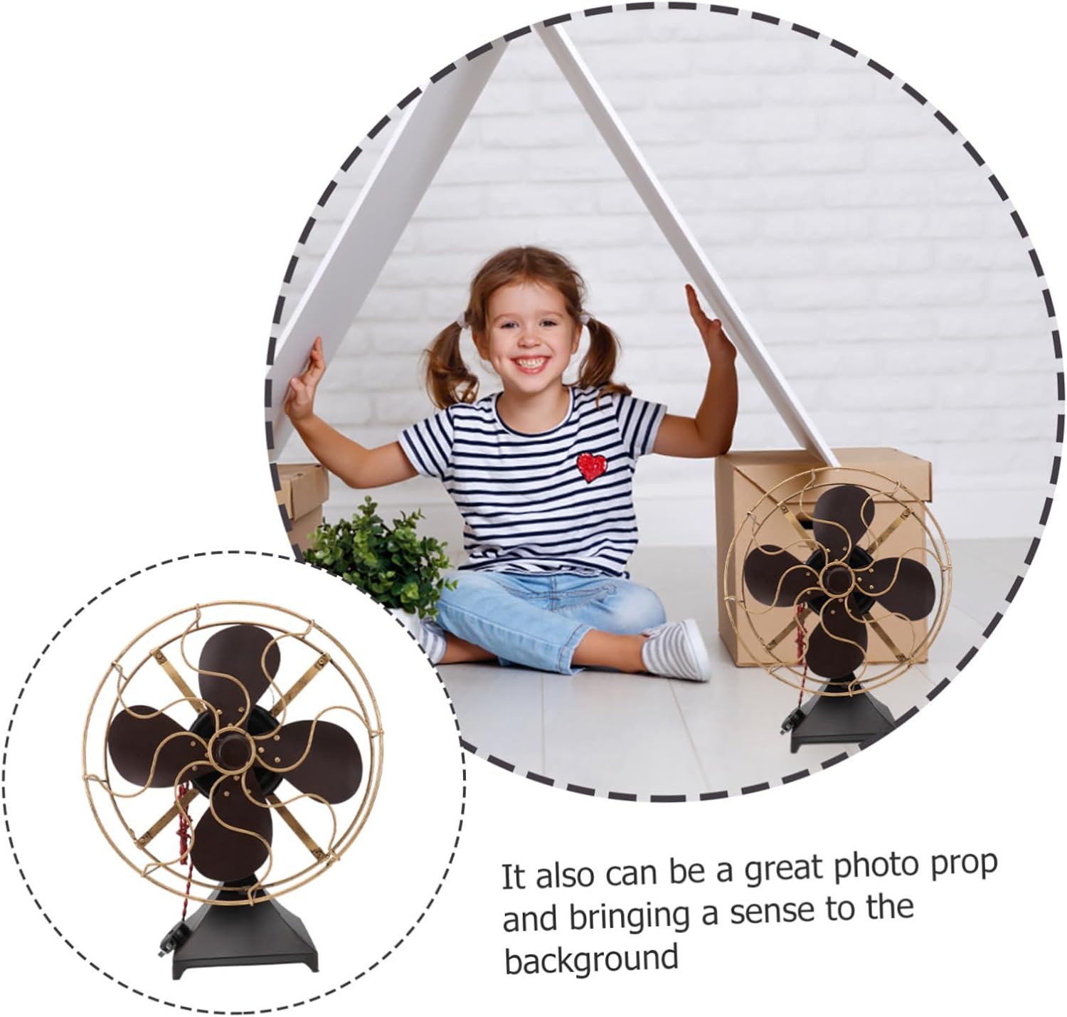 Cabilock 1Pc Vintage Iron Standing Fan Model Rustic Household Decoration for Bedroom Casual Iron Craft Photo Prop Antique Tabletop Sculpture with Distressed Finish and Exposed Bolts