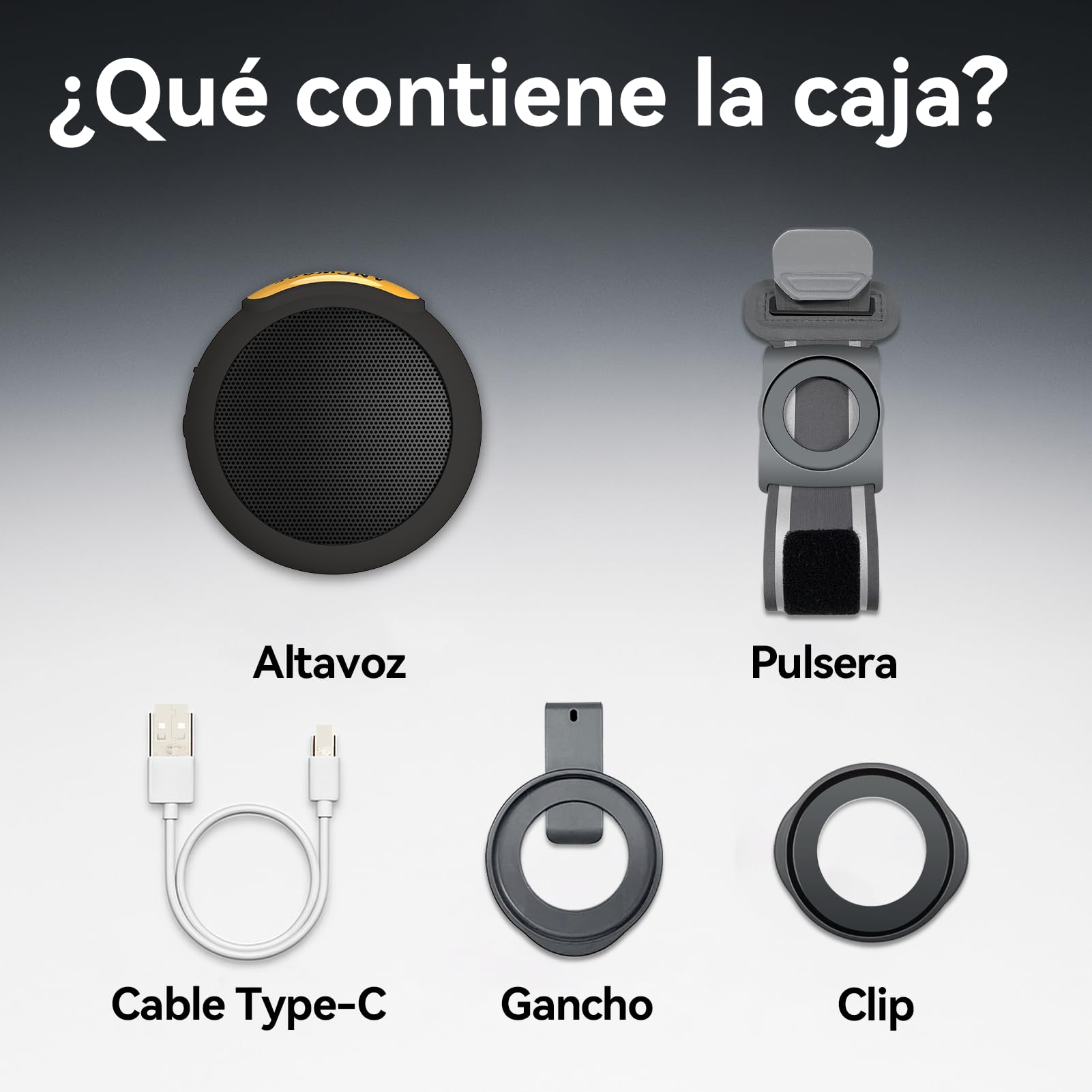 ANCwear Altavoz Bluetooth 5.3 Mini con Clip y Muñequera, Resistencia IPX6, 17 Sonidos de Ruido Blanco, 9,5 h para Baño, Deporte, Bici y Viaje