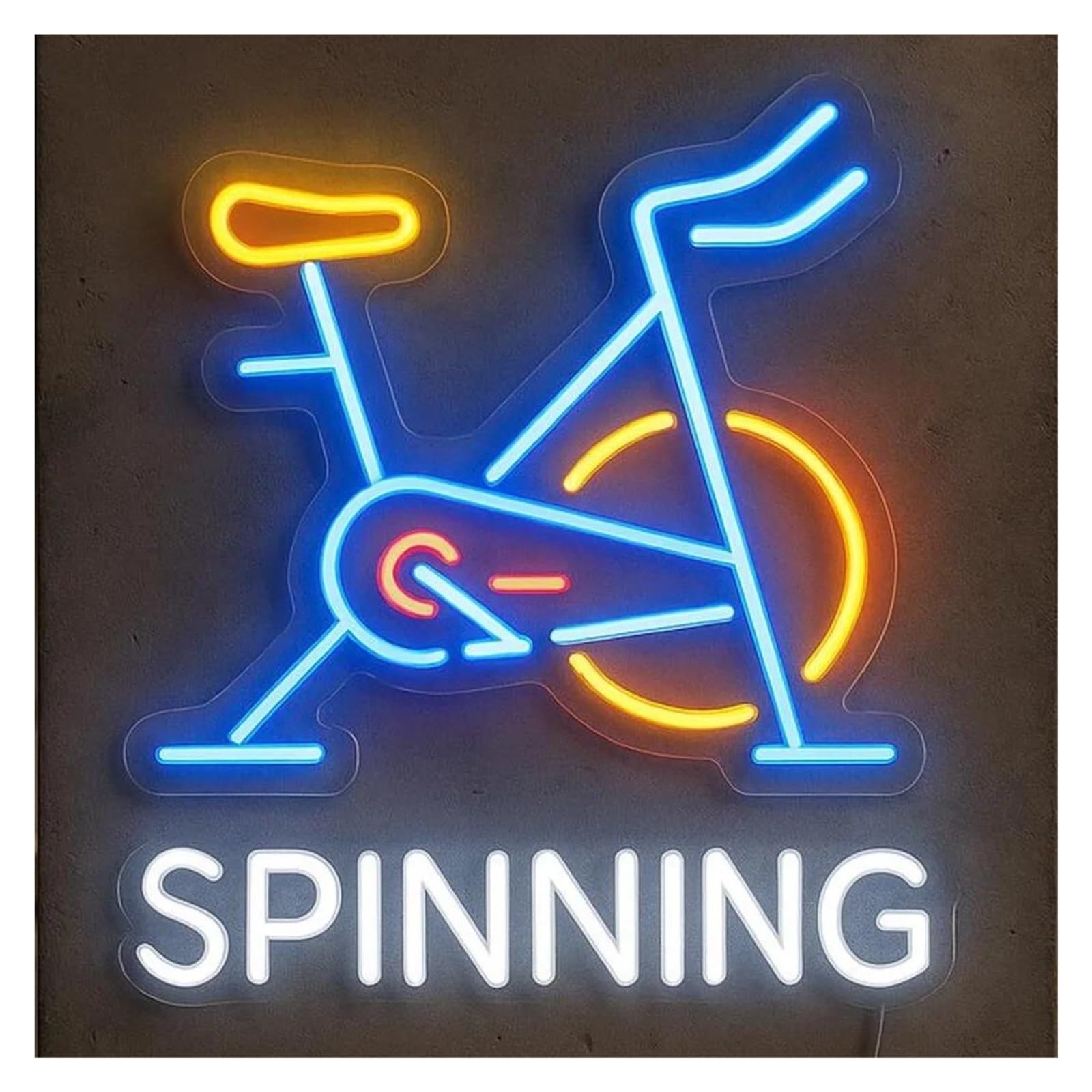 SHOUXI Sign Lamp Spinning Neon Sign Spin Bike Light Dimmable for Gym Cardio Workout Fitness Club Sports Game Room Decor 16.73inx19.69in(C)