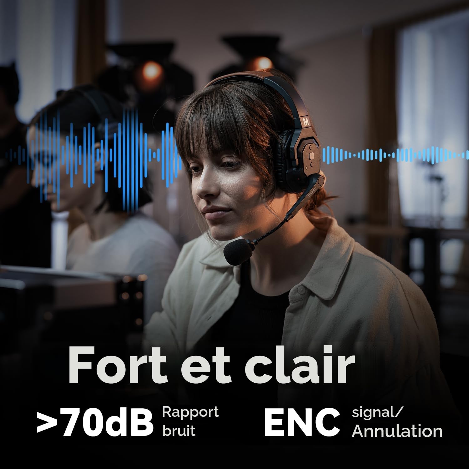 Hollyland Solidcom SE Casque de Communication sans Fil Système Full Duplex à 4 Utilisateurs avec ENC 350m Communication d'Équipe avec PTT Casque à une Oreille pour la Production TV&Film (Version 2.4G)