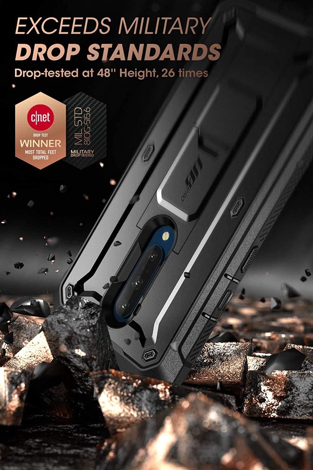 SUPCASE [Unicorn Beetle Pro Series Case Designed for OnePlus 7T Pro, Built-in Screen Protector Full-Body Rugged Holster Case for OnePlus 7T Pro(Black)
